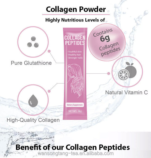 Kollagen Peptide Pulver Drink Whitening Glow Enzyme Proteine Pulver 6g*20bags