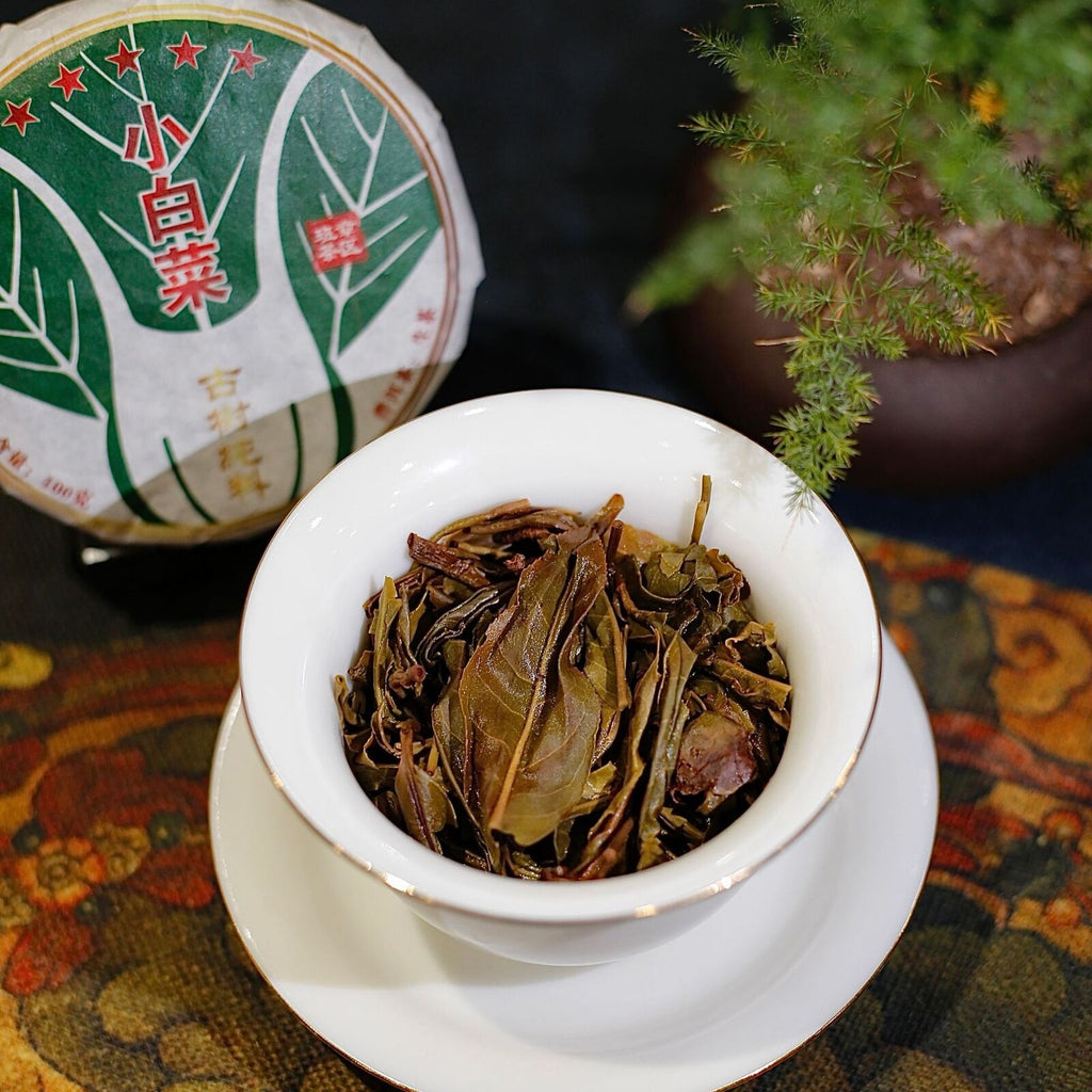 HelloYoung Yunnan Menghai Puerh Tea Old Panzhang Ancient Cabbage Raw Tea Cake 100g/3.52oz