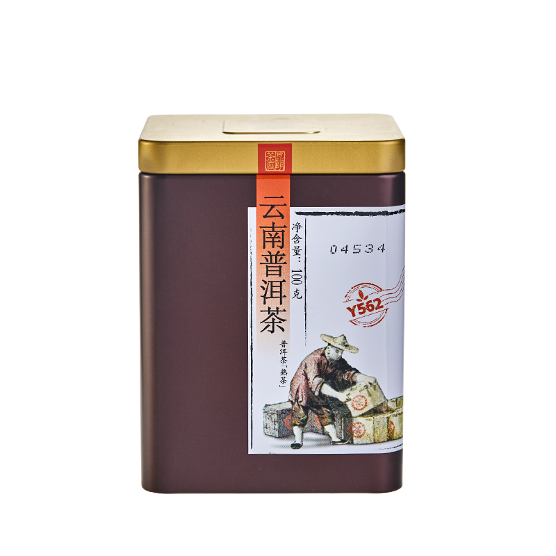 China Tea 100g Yunnan Pu'er Tea Ripe Pu-erh Tea Pu'er Loose Tea Y562 Tin Can