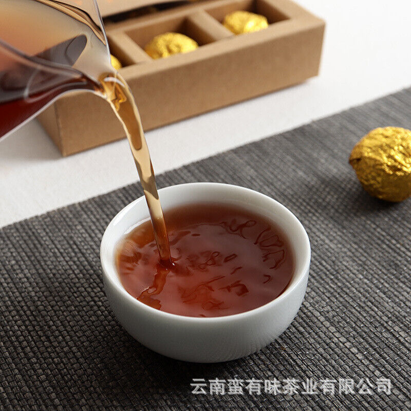 HelloYoung Yunnan Pu'er Tea 18pcs (Golden Tin) Menghai Golden Buds Ripe Tea Dragon Pearl