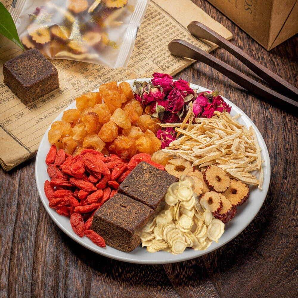 150g Herbal Tea with Ginseng Rose Ginger Longan Red Dates Brown Sugar