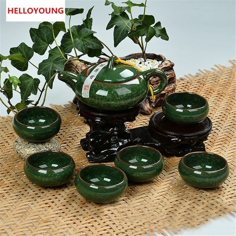 7 Pcs Drinkware Gifts  Dehua Colorful Cup Ceramic Tea Set China Kung Fu Tea Cup