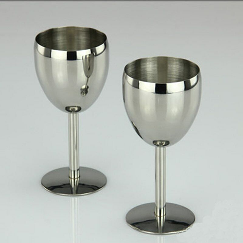 2Pcs Champagne Cocktail Drinkware Stainless Steel Wine Glasses Bar Wine Alcohol Main image
