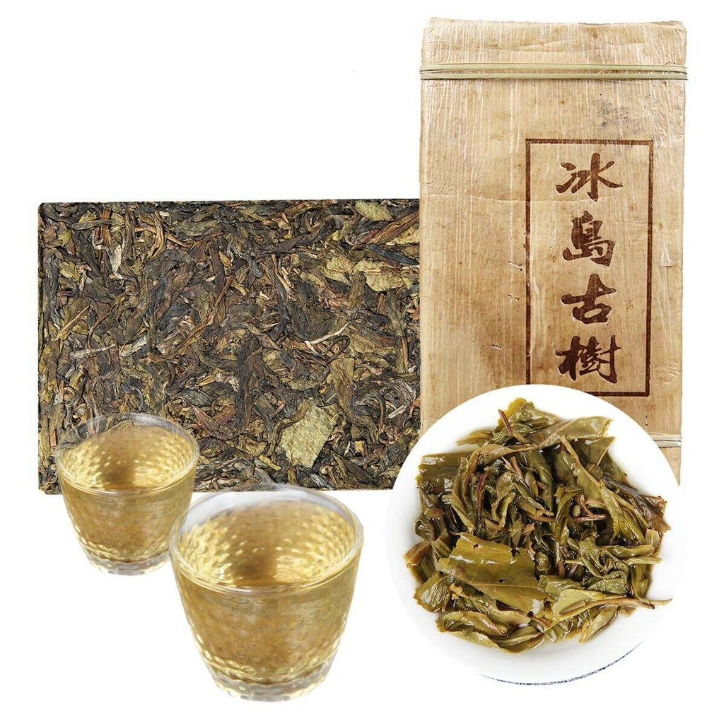 HelloYoung Puerh Raw Tea Brick 500g Golden Leaf Bingdao Ancient Tree Candy Sweet Tea Yunnan