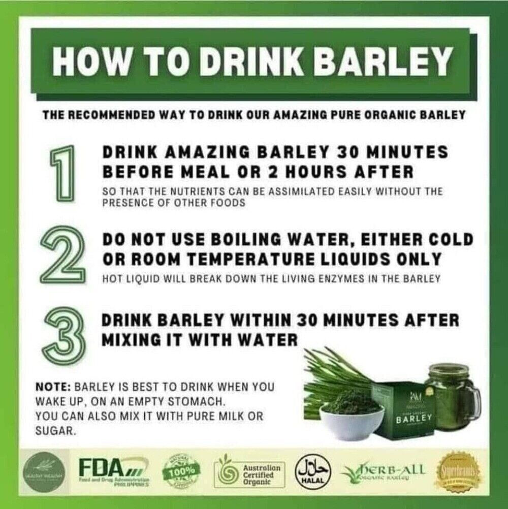Premium Pure Organic Australian Barley Powdered Drink Mix 1 Box and Nutritious