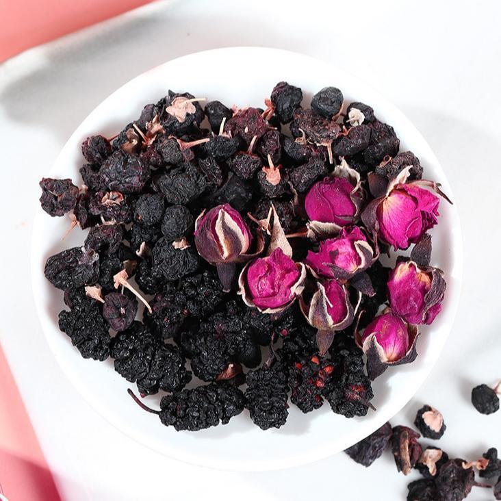 Classic Chinese Rose Goji Berry Tea Black Goji Berries, Mulberry, Rose Tea