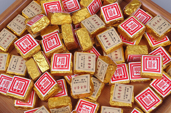 HelloYoung 500g Chenxiang Pu'er Small Golden Brick Mini Ripe Tuocha Catalpa Square Brick