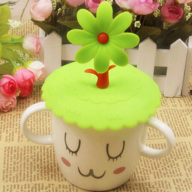 Cup Cover Lovely Anti-dust Silicone Saplings Coffee Kids Cup Cap Airtight Spoon