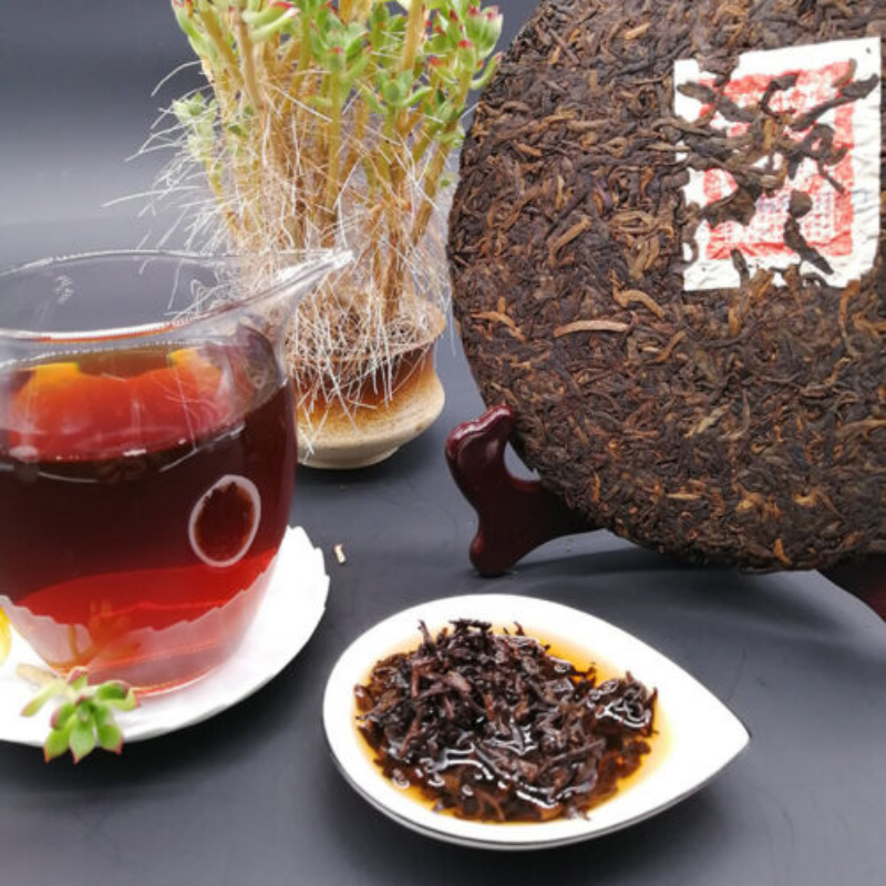 HelloYoung Tea Puerh Tea Cake Ripe Puer Cooked 357g Yunnan Tong Qing Hao Yiwu Mt. Old