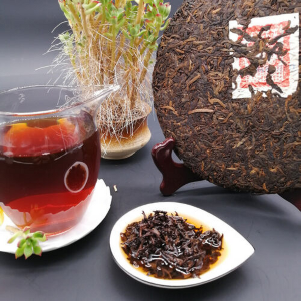 HelloYoung Tea Puerh Tea Cake Ripe Puer Cooked 357g Yunnan Tong Qing Hao Yiwu Mt. Old