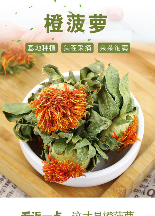 Straw Saffron Heads Straw Saffron Orange Pineapple Dried Flowers 500g