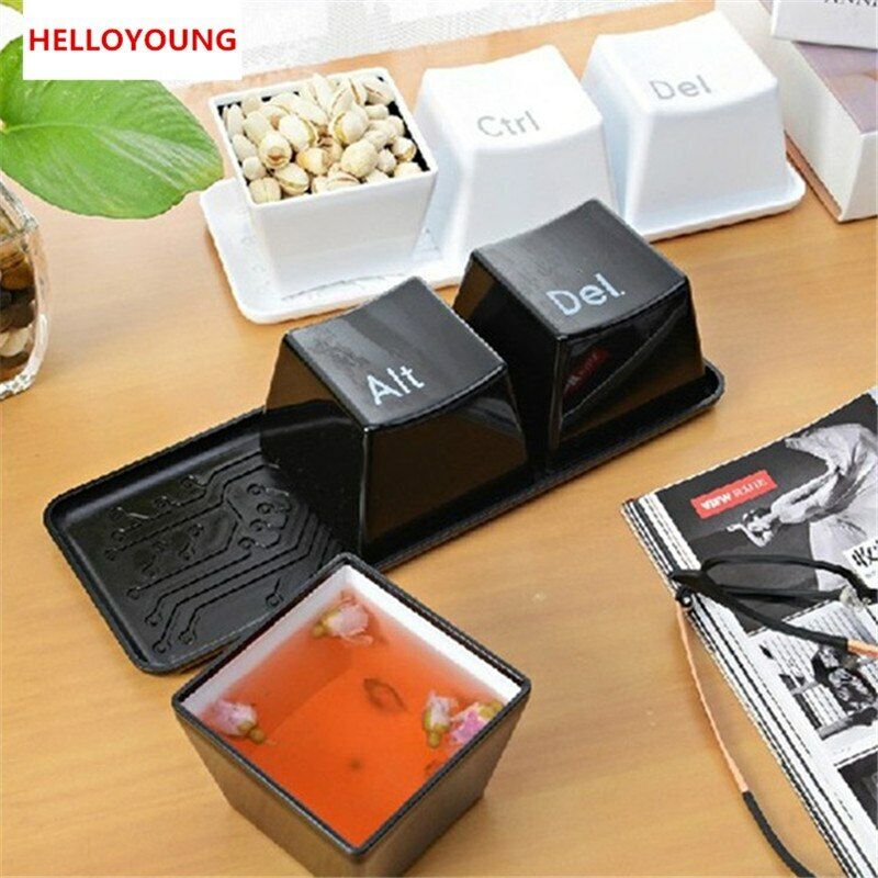 3Pcs/Set Coffee Tea Cup Keyboard Box Ctrl+Alt+Del  Suger Container Jar Cup+Tray Secondary image