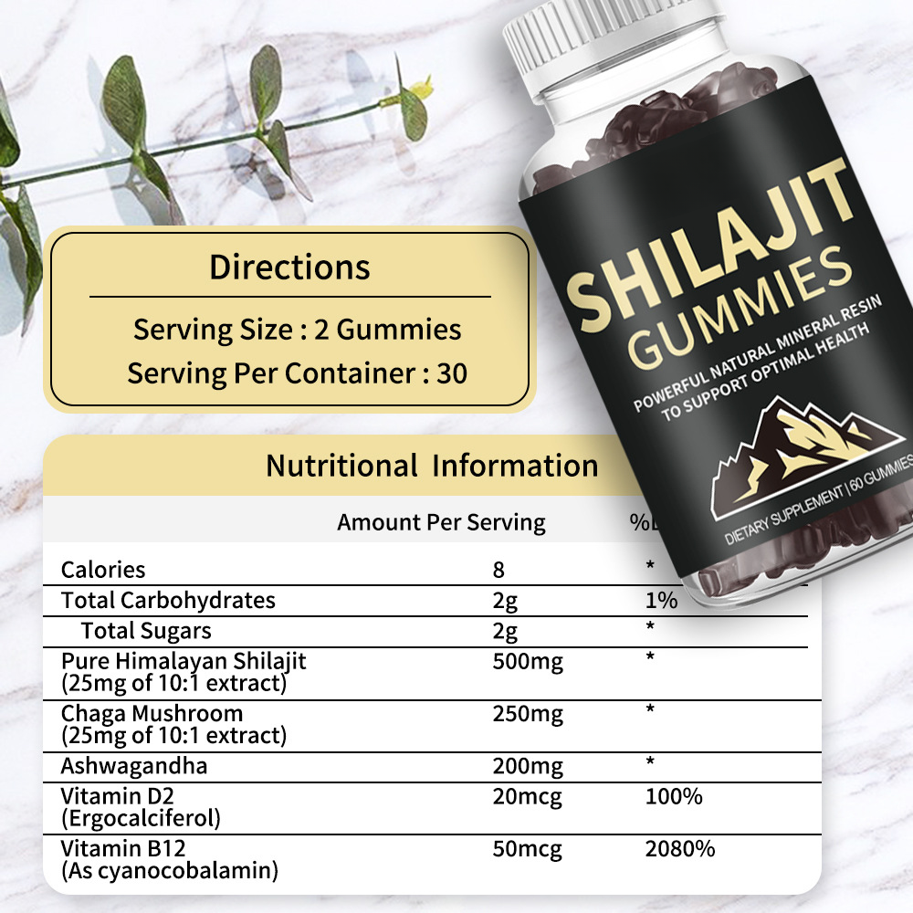 Immune Support Pure Himalayan Shilajit Gummies with Ashwagandha,Chaga Mushroom