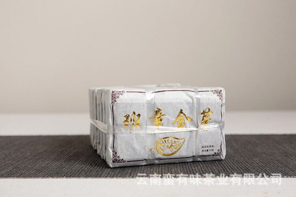 Yunnan LeXingXiang Banzhang Golden Bud Brick Aged Palace Ripe Pu'er Tea 50g