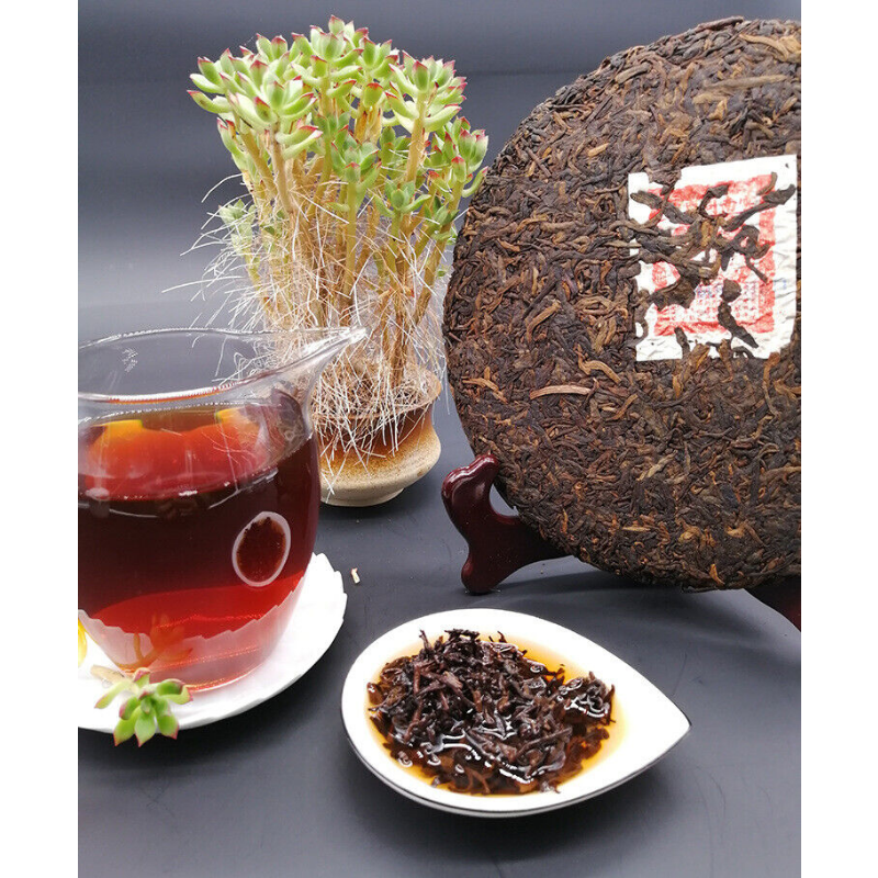 HelloYoung Tea Puerh Tea Cake Ripe Puer Cooked 357g Yunnan Tong Qing Hao Yiwu Mt. Old