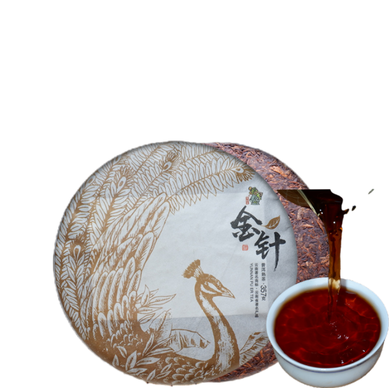 HelloYoung Yunnan Puerh Tea Puerh Ripe Tea Cake Aged Golden Needle 357g/12.59oz