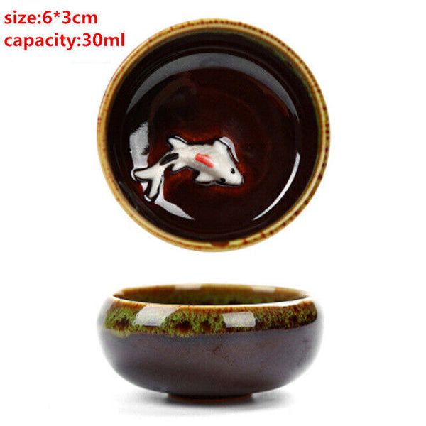 4 pcs/lot 3D Ceramic CupTea Set Carp Gifts Tea Cup Dehua Binglie China Kung Fu