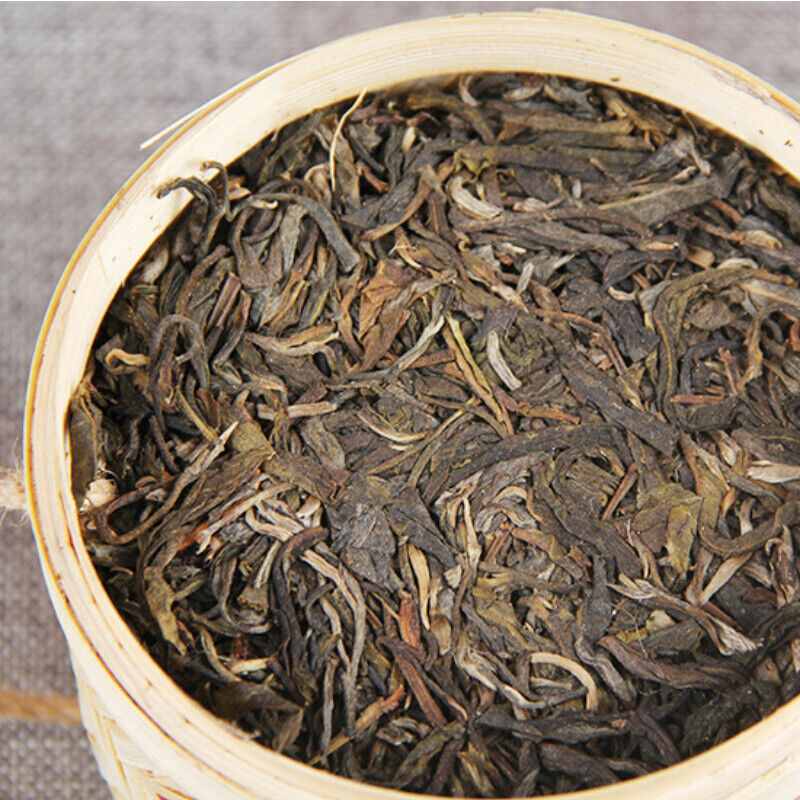 HelloYoung Pu-erh Green Tea Health Care 500g Ancient Tree Raw Pu'er Tea Cake Bamboo Basket