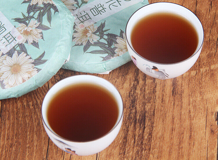 HelloYoung 100g Pu'er Chrysanthemum Tea Tea Cake Fragrant Chrysanthemum Ripe Tea