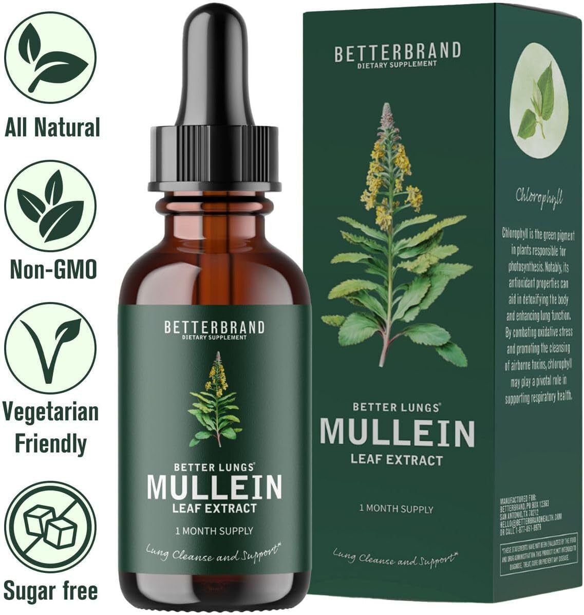Mullein Leaf Extract Drops All-natural Ingredients Health Care Triple absorption