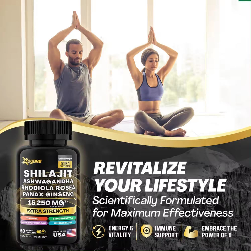 Naturally Occurring Fulvic Acid NonGMO Pure Shilajit 1000mg 60 Pills Asphaltum