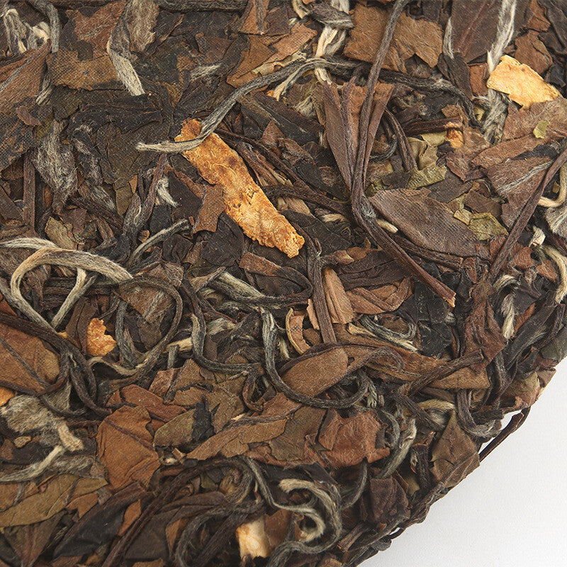 厂家直销2014年福鼎白茶陈皮寿眉茶饼高山日晒茶叶批发350g