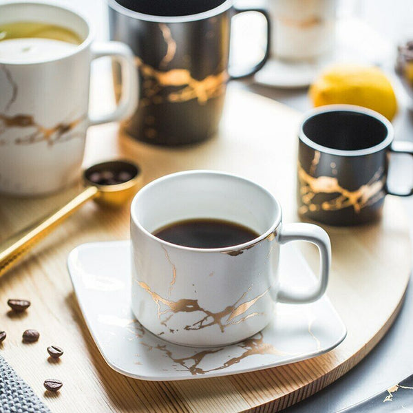 Water Cup Ceramic Tea Cup Saucer Set Porcelain Tea Cup Set Black Coffee Cup Set
