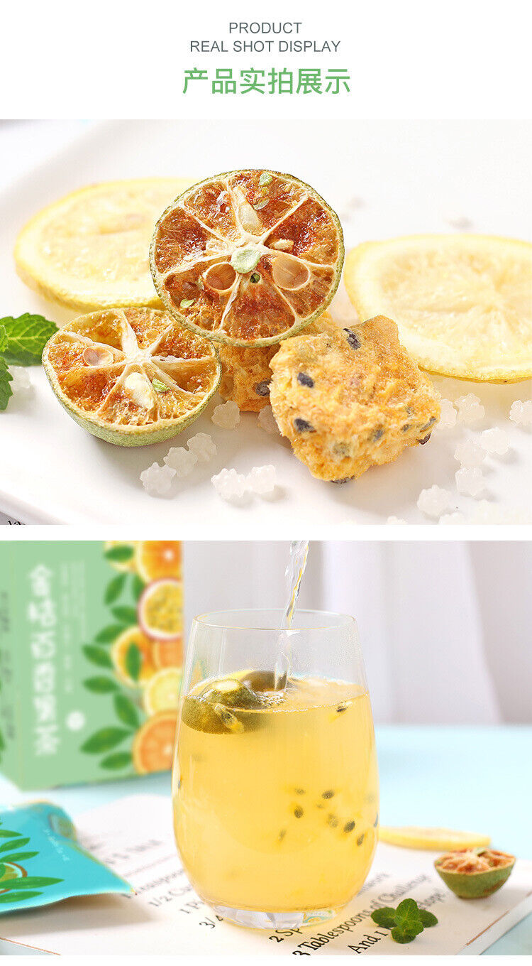 Freeze dried citrus, passion fruit, honey tea, lemon slices flower fruit tea