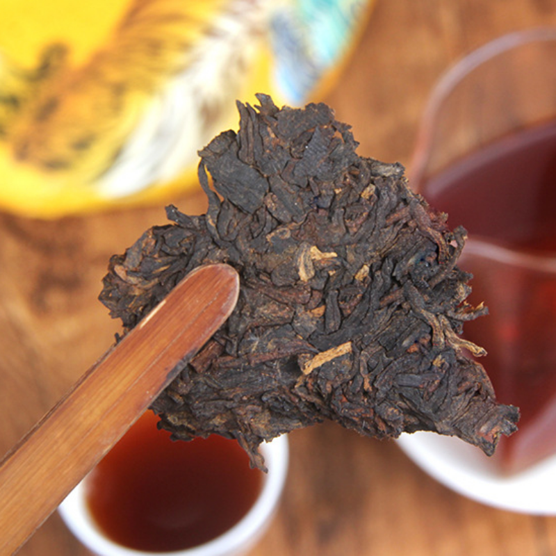 Golden Hao Ripe Tea Cake Natural Seven Seed Cake Tea 357g/12.59oz Pu'er Ripe Tea
