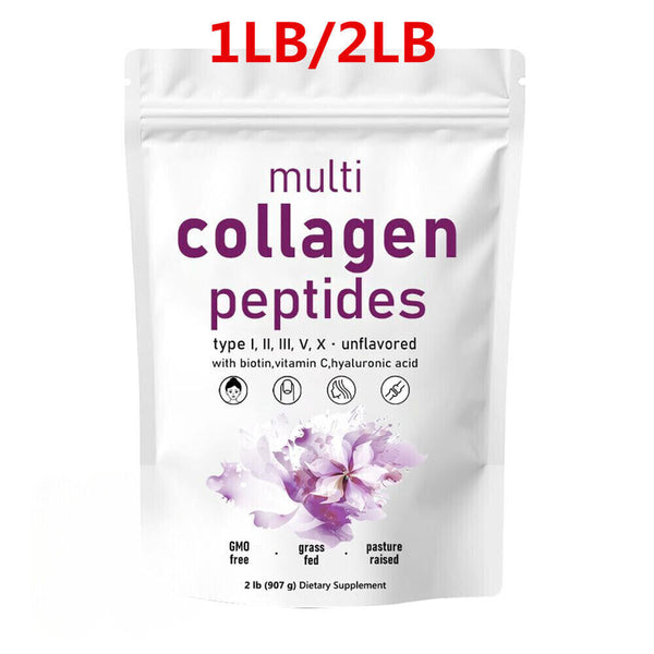 Multi Collagen Protein Powder, 2 Pounds – Type I,II,III,V,X with Biotin 10000...