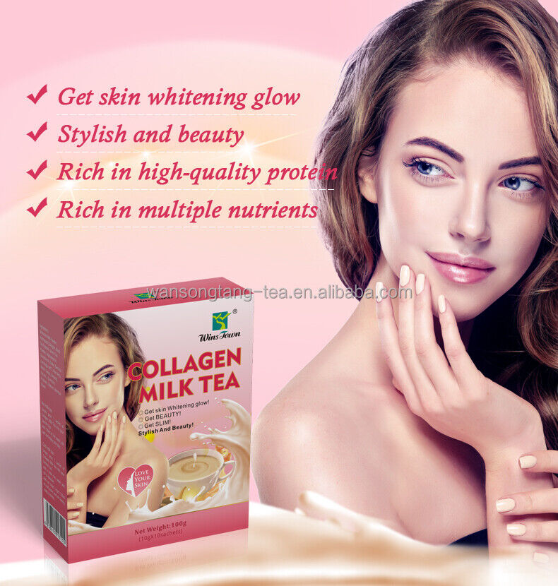 Skin Whiten Milk Tea Natural Herbal Beauty Detox Colleagen Milk Tea