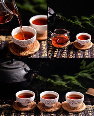 HelloYoung357g Yunnan Pu-erh Tea Pu'er Ripe Tea Menghai Spring Cooked Black Seven Cake Tea