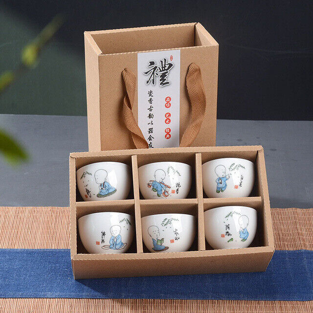 6Pcs Hand Painted Ceramic Creative Gifts Kung Fu Tea Set Bowl Chinese Porcelain