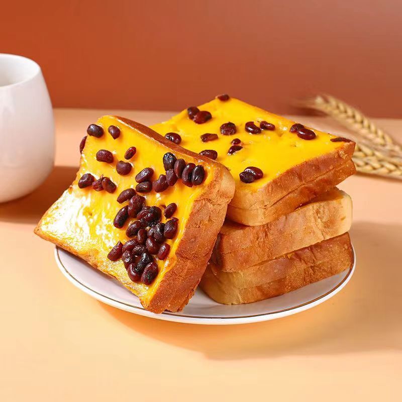 Breakfast Snack Quick Meal,Red Bean Rock Cheese Toast with Grass Jelly Filling