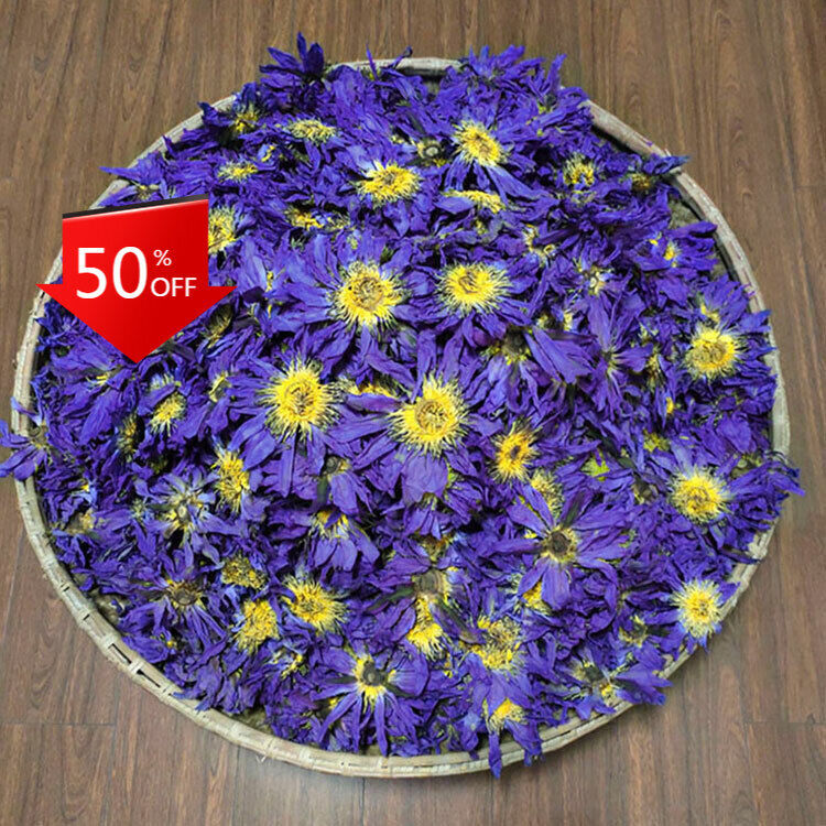 HelloYoung 100g Dried Loose Blue Lotus Flower Herbal Tea Nymphaea Caerulea Savigny Main image