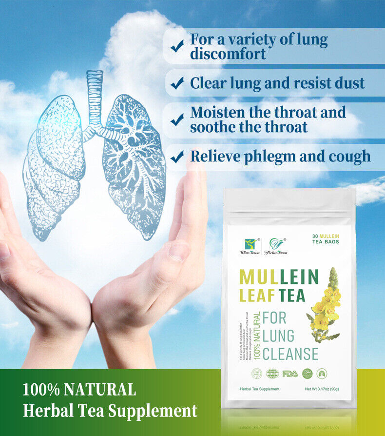 100% Natural Mullein Leaf Herbal Tea For Lung Cleansing Relief Cough Metabolism