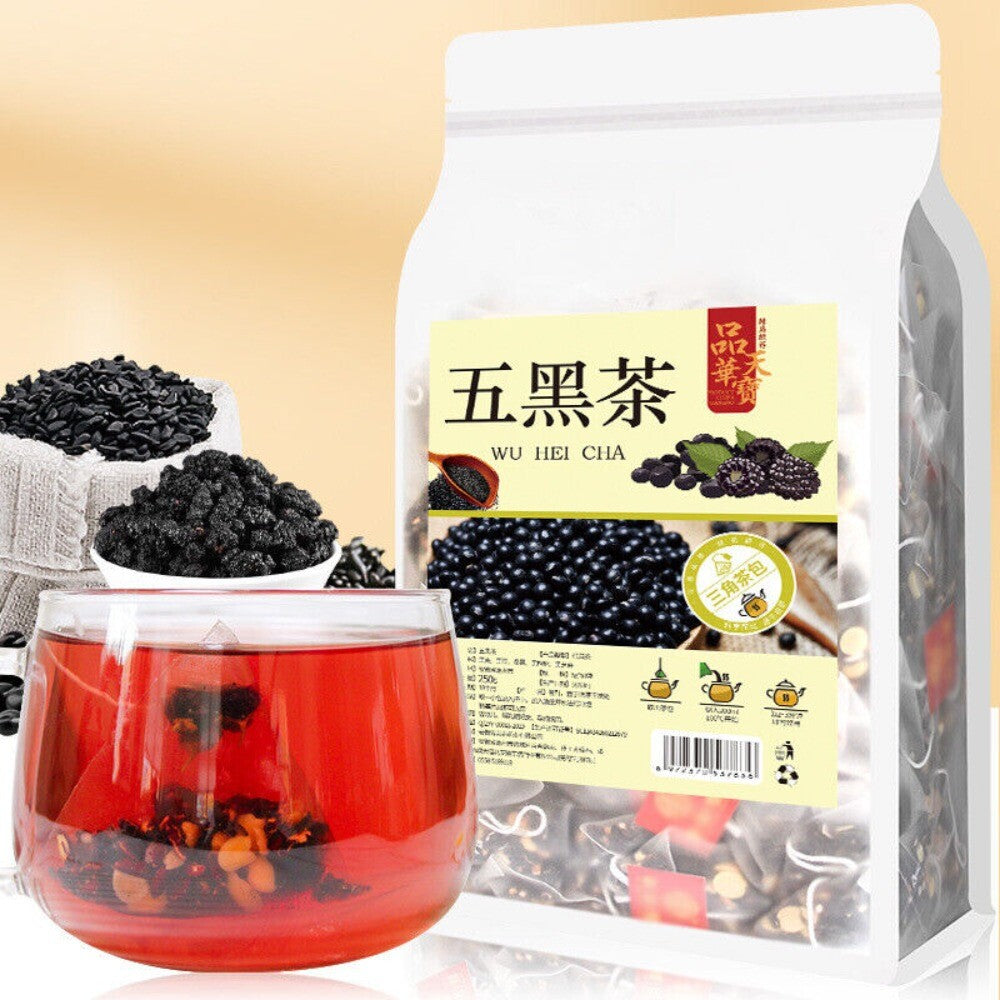 Five Black Herbal Tea Black Rice Beans Mulberry Goji Natural Energy Blend Main image