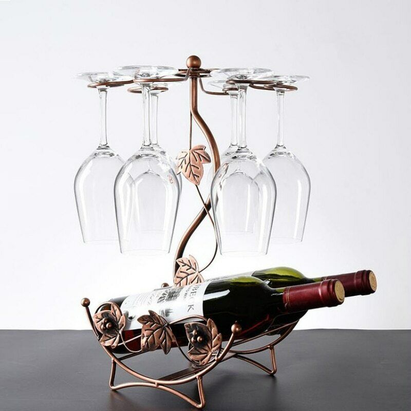 Maple Leaf Hollow Wine Rack Freestanding Goblet Holder Home Display Shelf Racks Main image