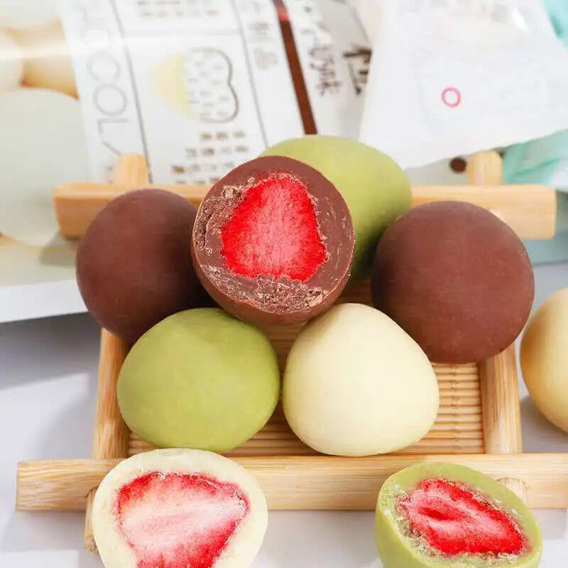 60g Gefriergetrocknete Erdbeerfüllung Matcha-Kakao-Schokokugeln