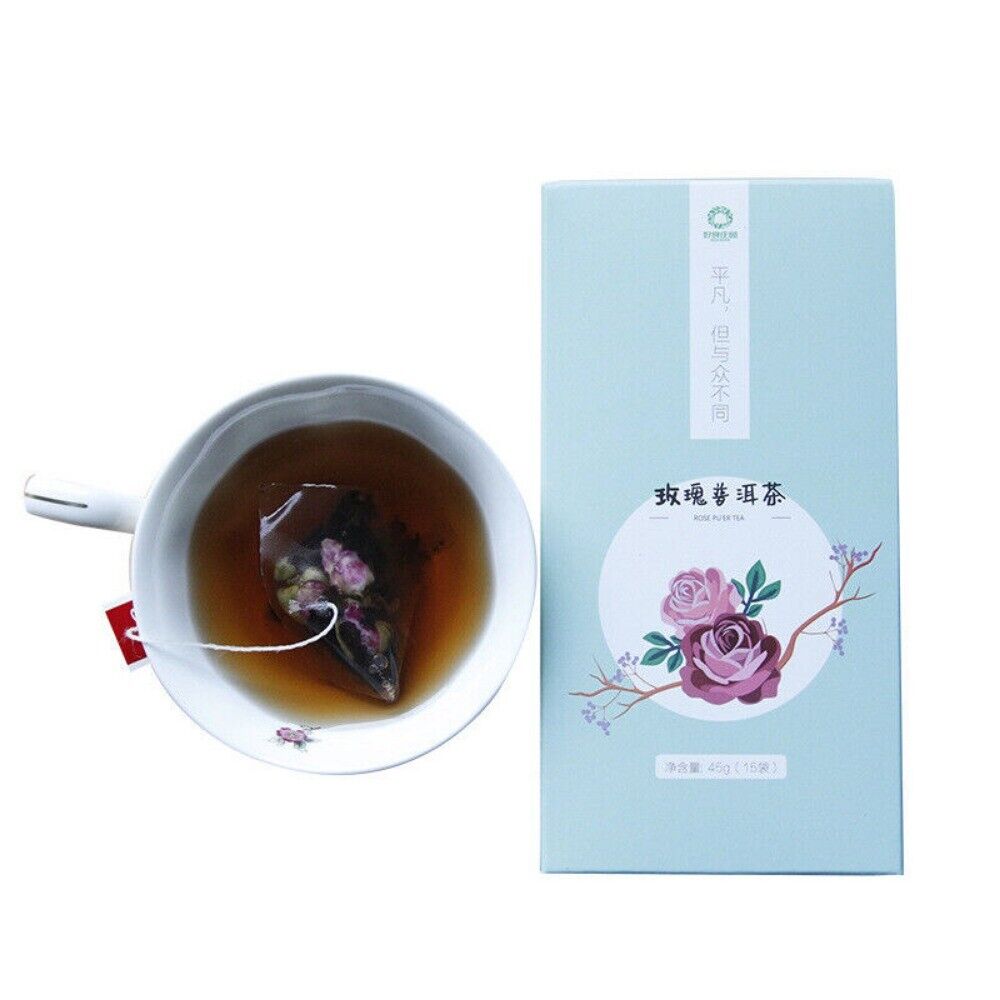 15 Bags Rose Pu'er Tea Chinese Pu-erh Black Tea Triangle Tea Bags