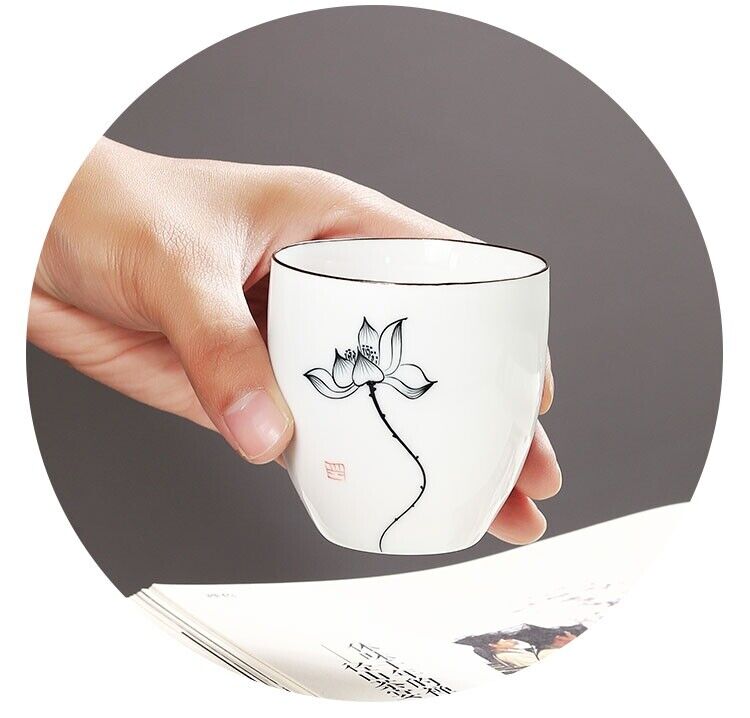 Teacup Traditional Chinese Tea Cup Bamboo Plum Shape Ceramic Porcelain Tea Cup