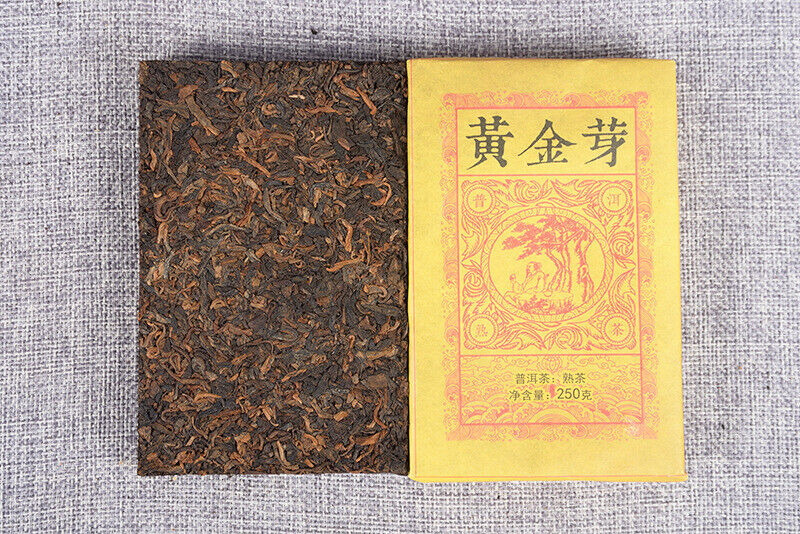 HelloYoung Yunnan Pu'er Ripe Tea Golden Bud Ripe Tea Brick 250g