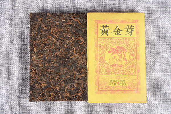 HelloYoung Yunnan Pu'er Ripe Tea Golden Bud Ripe Tea Brick 250g