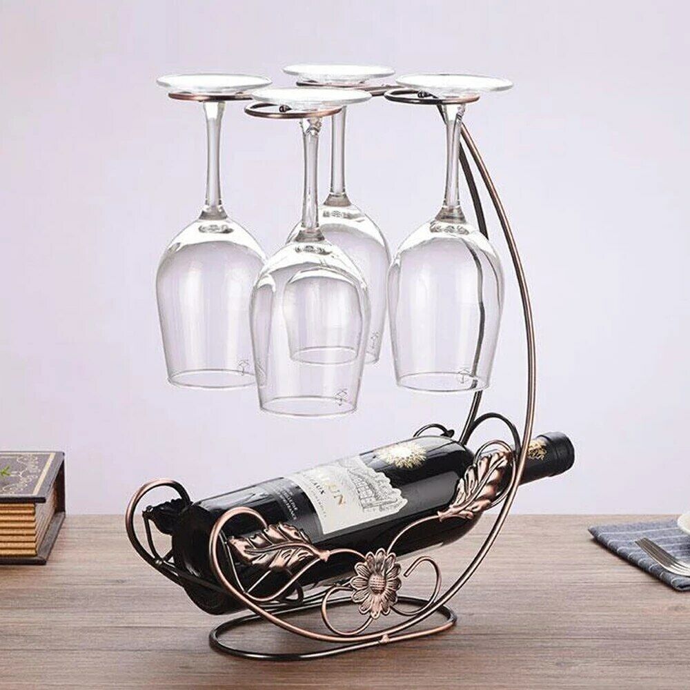Wine Rack Freestanding Goblet Holder Bar Stand Bracket Bottle Holder Home Decor
