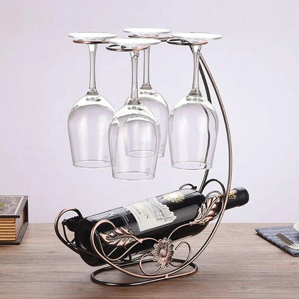 Wine Rack Freestanding Goblet Holder Bar Stand Bracket Bottle Holder Home Decor