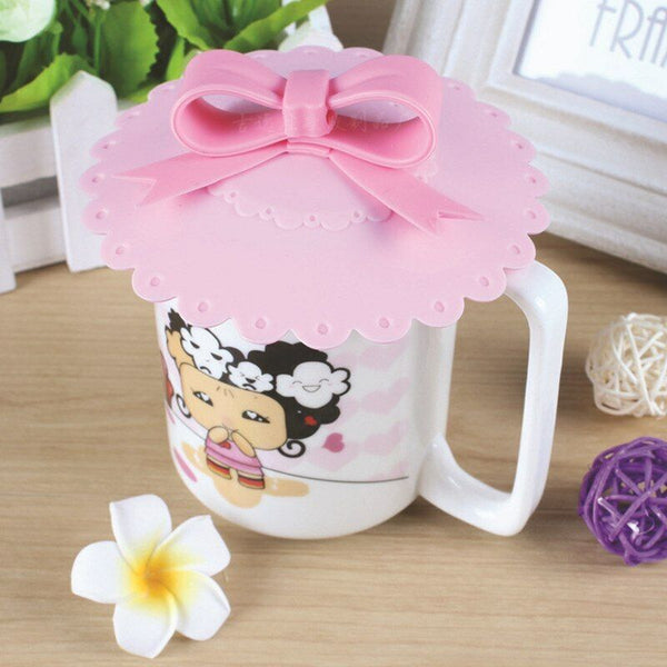 Lovely Bowknot Coffee Cup Anti-dust Silicone Cup Cover Silicone Seal Lid Cap