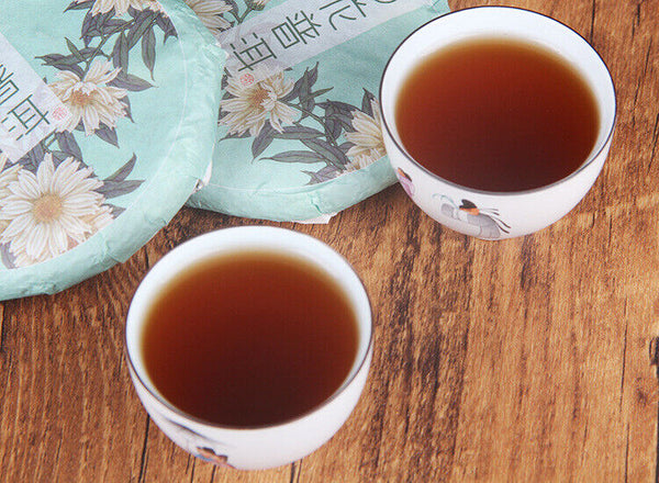 HelloYoung 100g Pu'er Chrysanthemum Tea Tea Cake Fragrant Chrysanthemum Ripe Tea