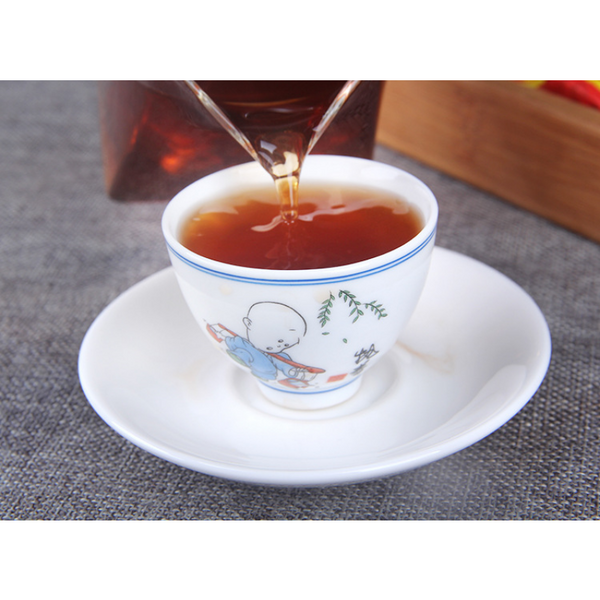 HelloYoung Cooked Tea Class Seal Golden Bud Ancient Tree Tea 36g * 10 Pu'er Tea Brick Old