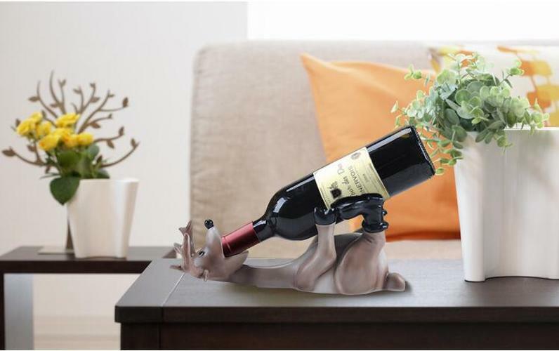 Wine Bottle Shelf Resin Drunk Deer Wine Rack Wine Holder Home Decoration Crafts