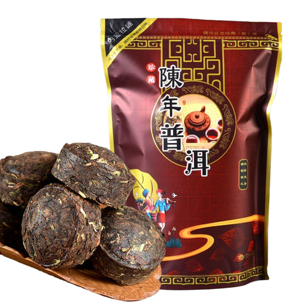 HelloYoung Mini Tea Cake Healthy Drink Pu-Erh Ripe Tuocha Golden Bag 200g Pu'er Black Tea